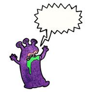 cartoon gross alien with speech bubble N2