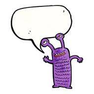 cartoon alien with speech bubble N14