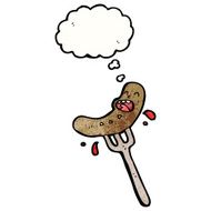 sausage on fork cartoon N4