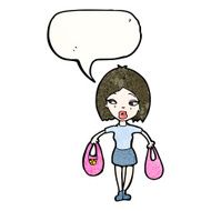 cartoon woman carrying bags N2