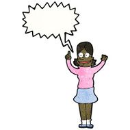 Cartoon Clever Woman With Speech Bubble N4
