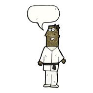 cartoon karate black belt man