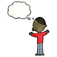 cartoon boy with thought bubble N19