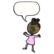 cartoon happy girl with speech bubble N105