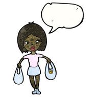 cartoon woman with shopping bags N9