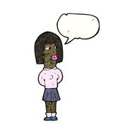 cartoon ugly woman with speech bubble