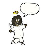 cartoon angel with speech bubble N10