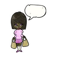 cartoon woman with speech bubble N58