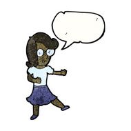 cartoon woman wearing spectacles with speech bubble N48