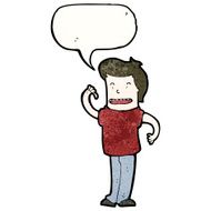 cartoon confident man with speech bubble