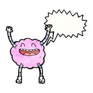 cartoon happy cloud monster with speech bubble