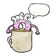 cartoon donut in coffee mug