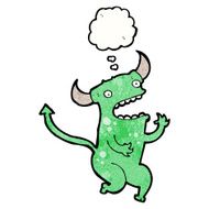 cartoon little devil with thought bubble N28