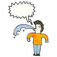 cartoon man spitting water out in surprise