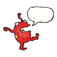 cartoon dancing frog with speech bubble