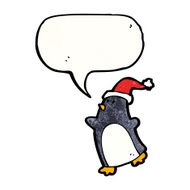 cartoon penguin in christmas hat N5