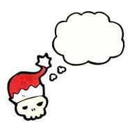 cartoon skul in santa hat N2