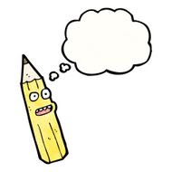 cartoon pencil with thought bubble N10