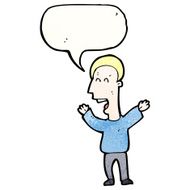 cartoon happy man with speech bubble N561