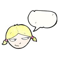 cartoon annoyed girl with speech bubble N27