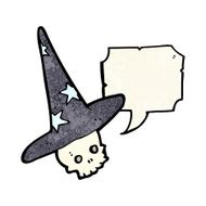 cartoon skull in wizard hat