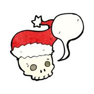 cartoon skull in christmas hat N8