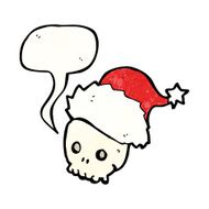 cartoon skull in christmas hat N9