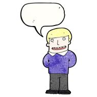 cartoon happy man with speech bubble N562