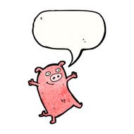 cartoon pig with speech bubble N26