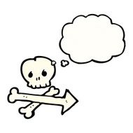 skull and crossbones direction arrow