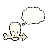 skull symbol with direction arrow