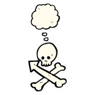 cartoon skull with arrow N7