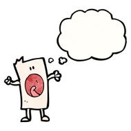 cartoon square man with thought bubble