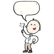cartoon boy waving white flag