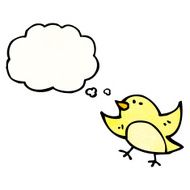 cartoon bird with thought bubble N354