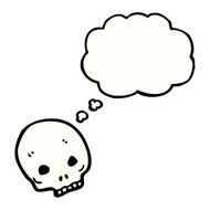 cartoon skull with thought bubble N59