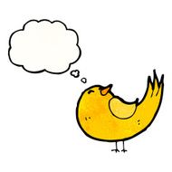 cartoon bird with thought bubble N356