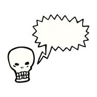 shrieking skull with speech bubble cartoon N2