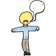cartoon light bulb head man N7