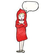 cartoon woman in red coat N3