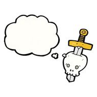 cartoon sword in skull N2