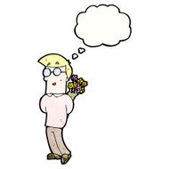 cartoon man with flowers N10