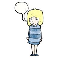 cartoon worried girl with speech bubble N12