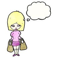 cartoon woman with shopping bags N10