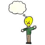 cartoon light bulb head man N10