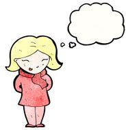cartoon blond woman with thought bubble N3