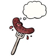 cartoon sausage on fork N11