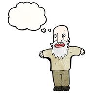 cartoon old man with thought bubble N32