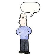cartoon bald man with speech bubble N6