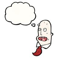 cartoon bald man with thought bubble N7